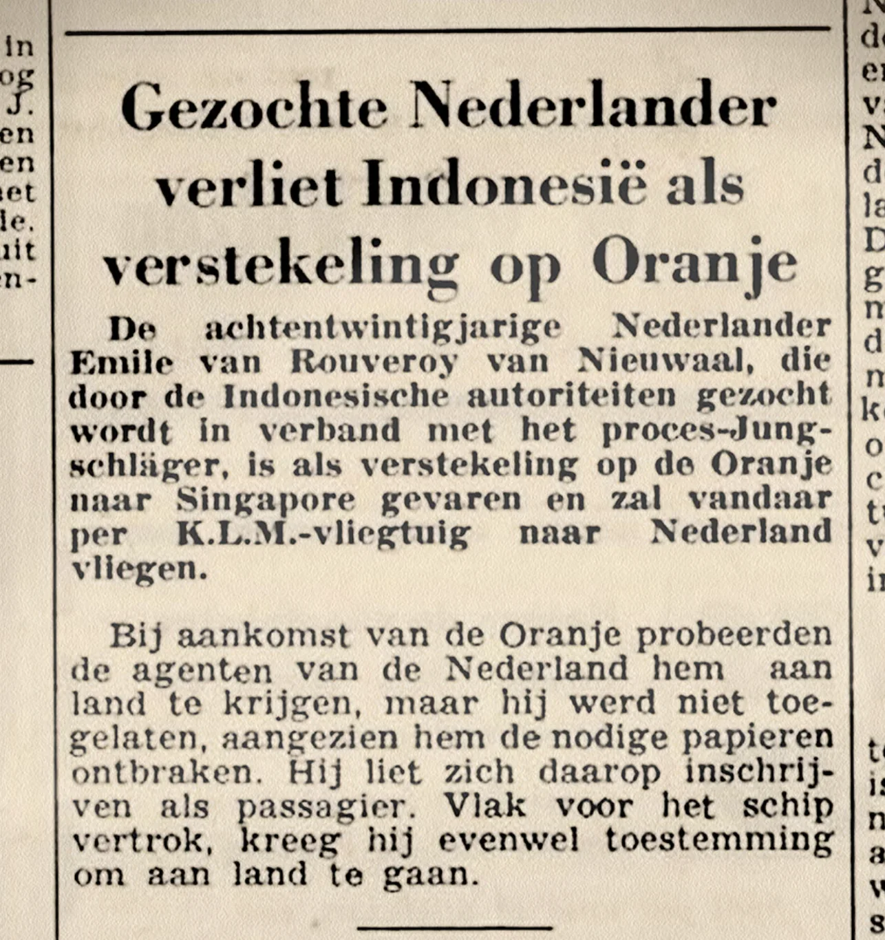 Krantenbericht over Bobs vertrek